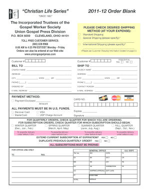 Christian Life Series Order Form
