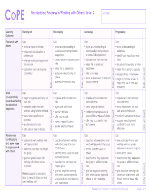 Recognising Progress in Working with Others Level 2