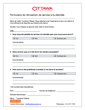 Formulaire de rétroaction de service à la clientèle
