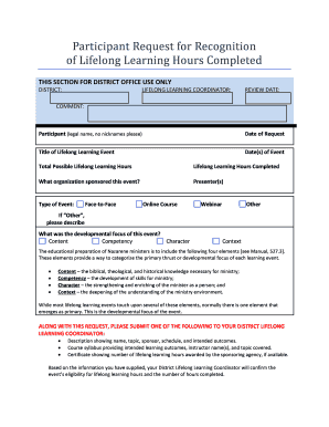 Lifelong Learning Hours Recognition Request