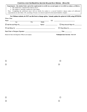 Certification or Dropping Second Major or Minor Form
