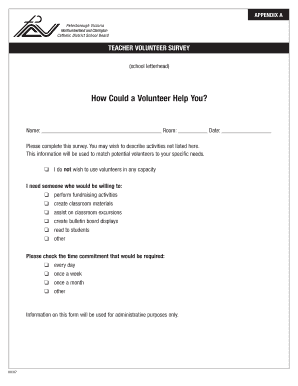 Teacher Volunteer Survey