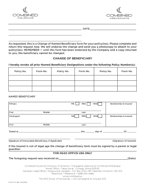 Change of Named Beneficiary Form