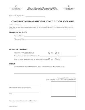 Formulaire de confirmation d’absence