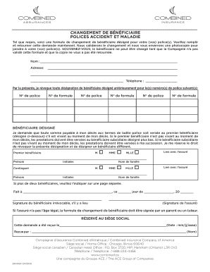 CHANGEMENT DE BÉNÉFICIAIRE