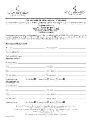 FORMULAIRE DE CHANGEMENT D’ADRESSE