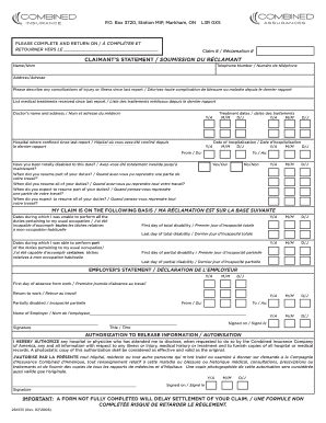 Claimant's Statement Form