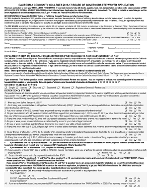 California Community Colleges Board of Governors Fee Waiver Application