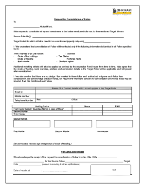 Request for Consolidation of Folios