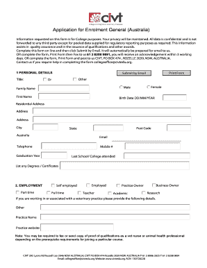 Application for Enrolment General (Australia)