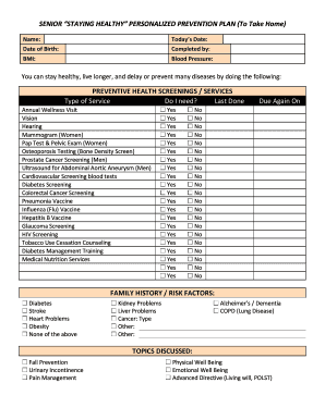 Senior Personalized Prevention Plan