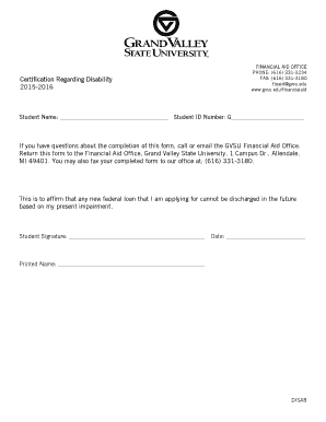 Disability Certification Form
