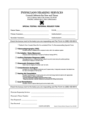 Special Testing Referral Request Form