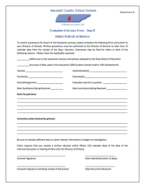 Evaluation Grievance Form – Step II