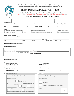 Team Focus Application Form