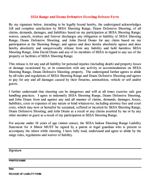SESA Shooting Range Liability Release Form