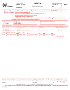 Employee Termination Form TRM-09