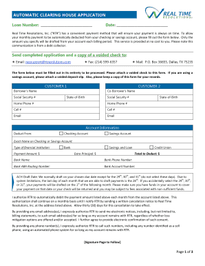 Automatic Clearing House Application