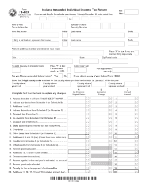 Indiana Amended Individual Income Tax Return