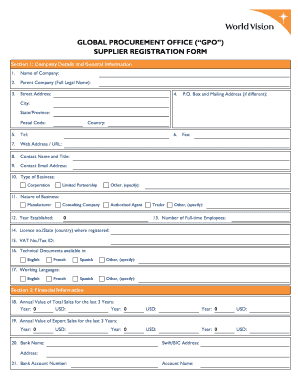 Global Procurement Office Supplier Registration Form