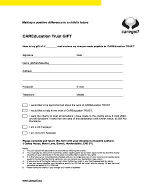 CAREducation Trust Gift Aid Donation Form