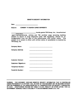 Consent to Search Cargo Shipments