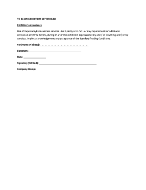 Exhibitor Acceptance Form