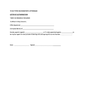 Letter of Authorization for ATA Carnet