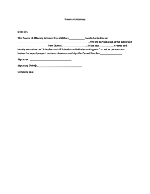 Power of Attorney for Customs Broker