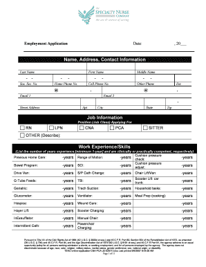Employment Application for Healthcare Roles