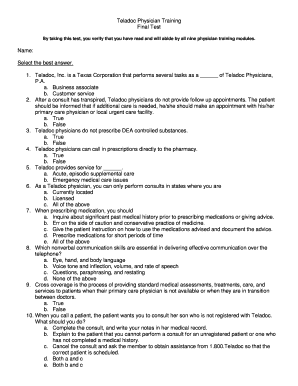 Teladoc Physician Training Final Test