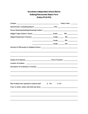 Bullying/Harassment Report Form