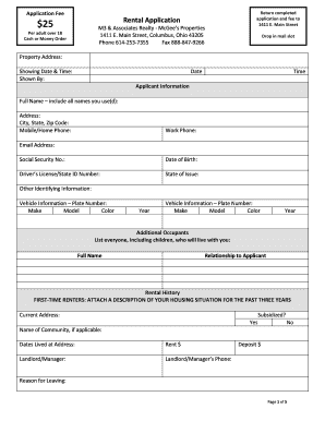 Rental Application Form