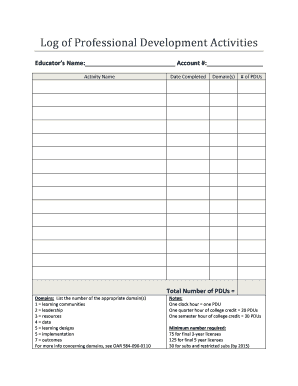 Professional Development Activities Log