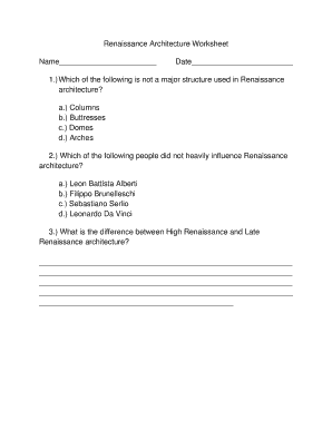 Renaissance Architecture Worksheet