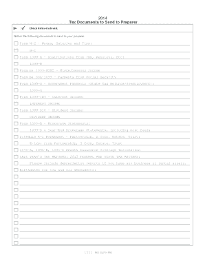 2014 Tax Organizer Form