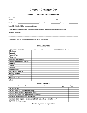 Medical History Questionnaire