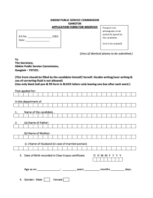 Sikkim Public Service Commission Application Form