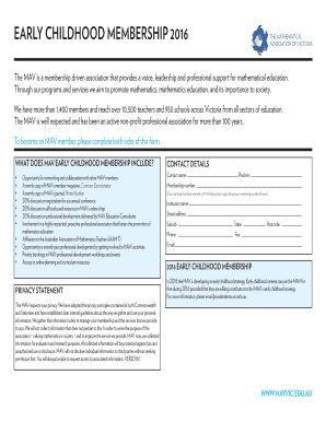 Early Childhood Membership Application 2016
