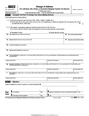 IRS Form 8822 Change of Address