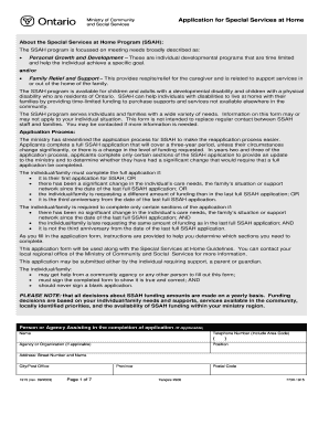 Ontario Special Services at Home Application