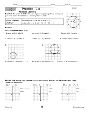 Geometry Circle Equation Worksheet