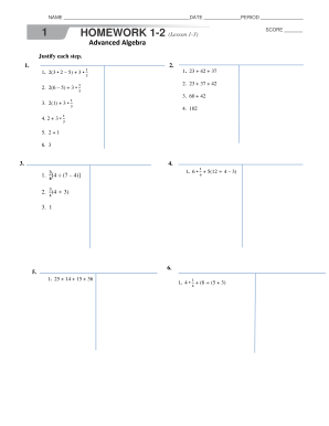 Advanced Algebra Homework