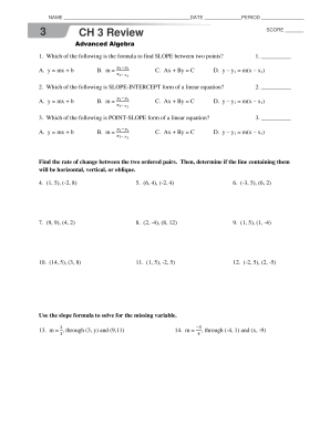 Advanced Algebra Review Questions