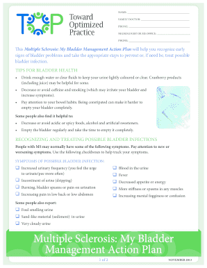 Multiple Sclerosis Bladder Management Action Plan