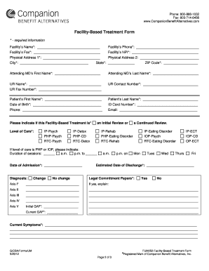 Facility-Based Treatment Form