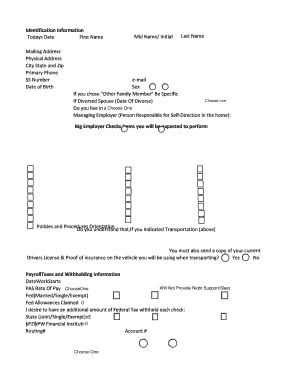 Medicaid Participant Worker Relationship Form
