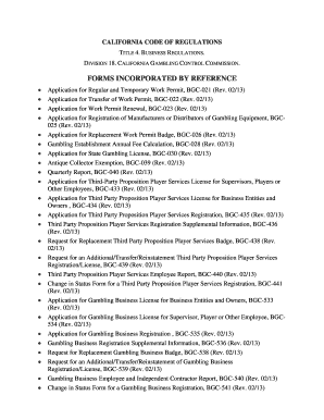 California Gambling Work Permit Application
