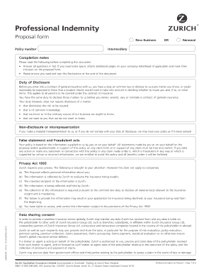 Professional Indemnity Proposal Form