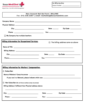 Texas MedClinic New Account Set-Up Form